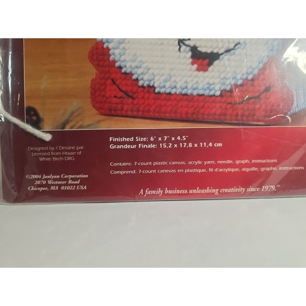 Janlynn 2004 Plastic Canvas Kit Snowman Tissue Box Cover #167-0204 Christmas - Picture 2 of 3